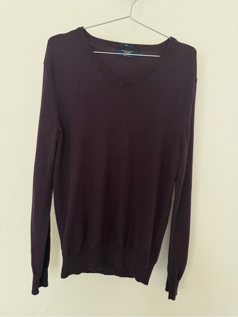 J. Crew Men's V-Neck Sweater in Deep Plum